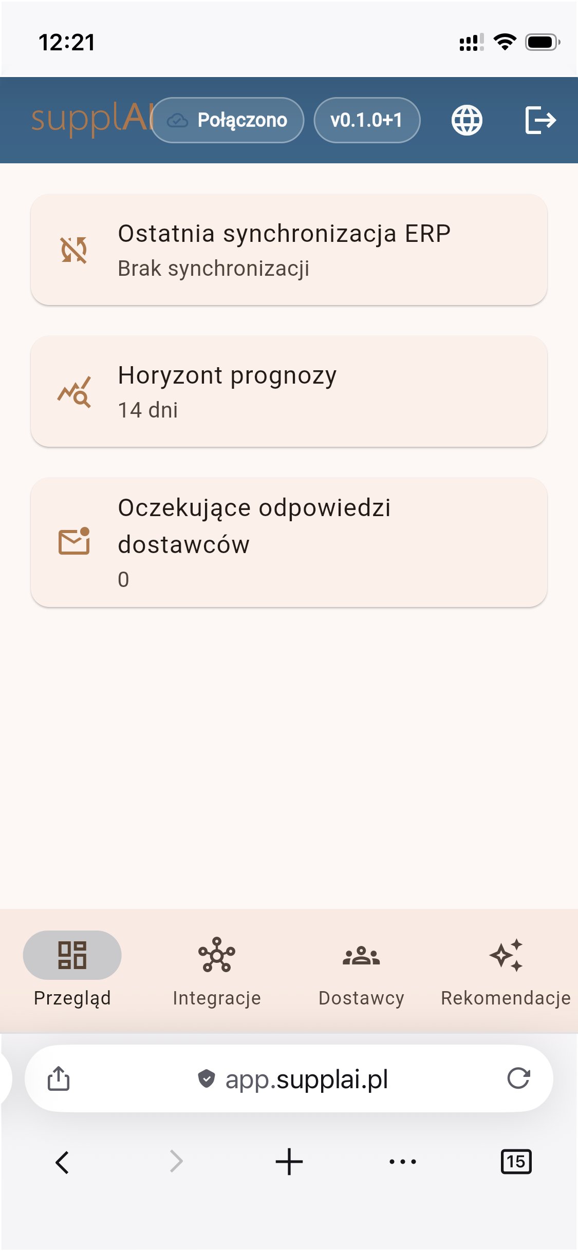 Supplai mobile app screen